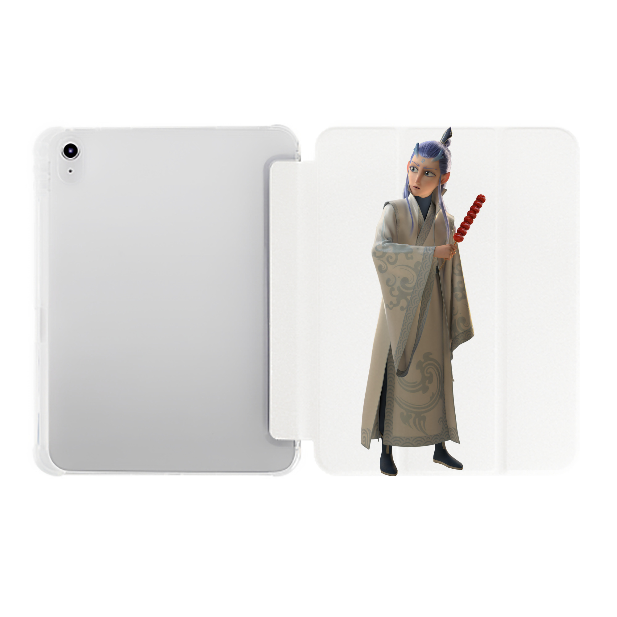 （画像用） Ne Zha 2 ナタ 魔童の大暴れ IPad ケース ペン収納付き 三つ折りスタンド PUレザー×シリコン 対応機種9.5/10.5/10.9インチ